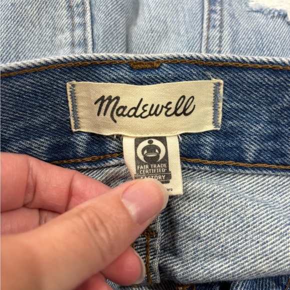 MADEWELL Women’s Relaxed Mid-Length Distressed Light Blue Denim Shorts Size 24 - Picture 4 of 6
